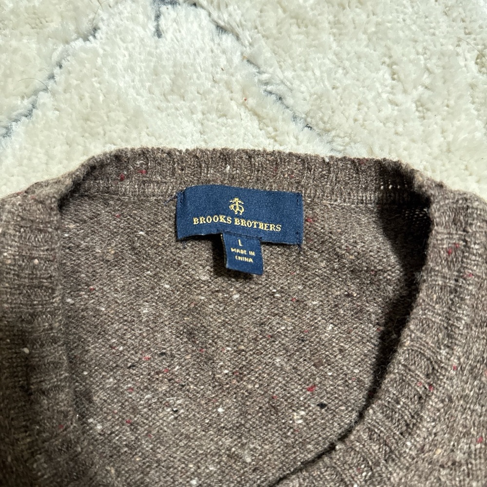 Brooks Brothers 100% Merino Wool Brown Crewneck Sweater
